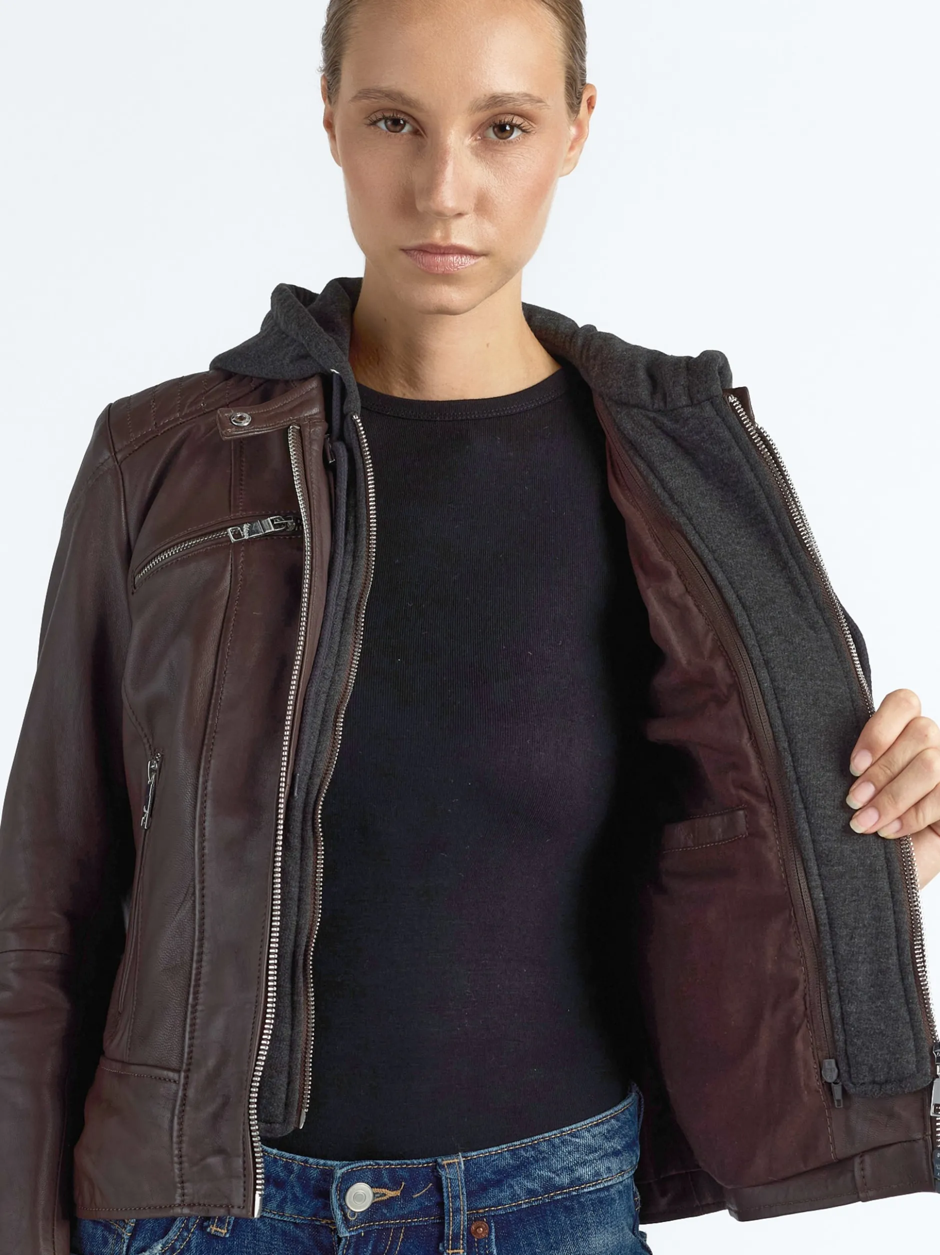 Maze Damen Lederjacke in braun