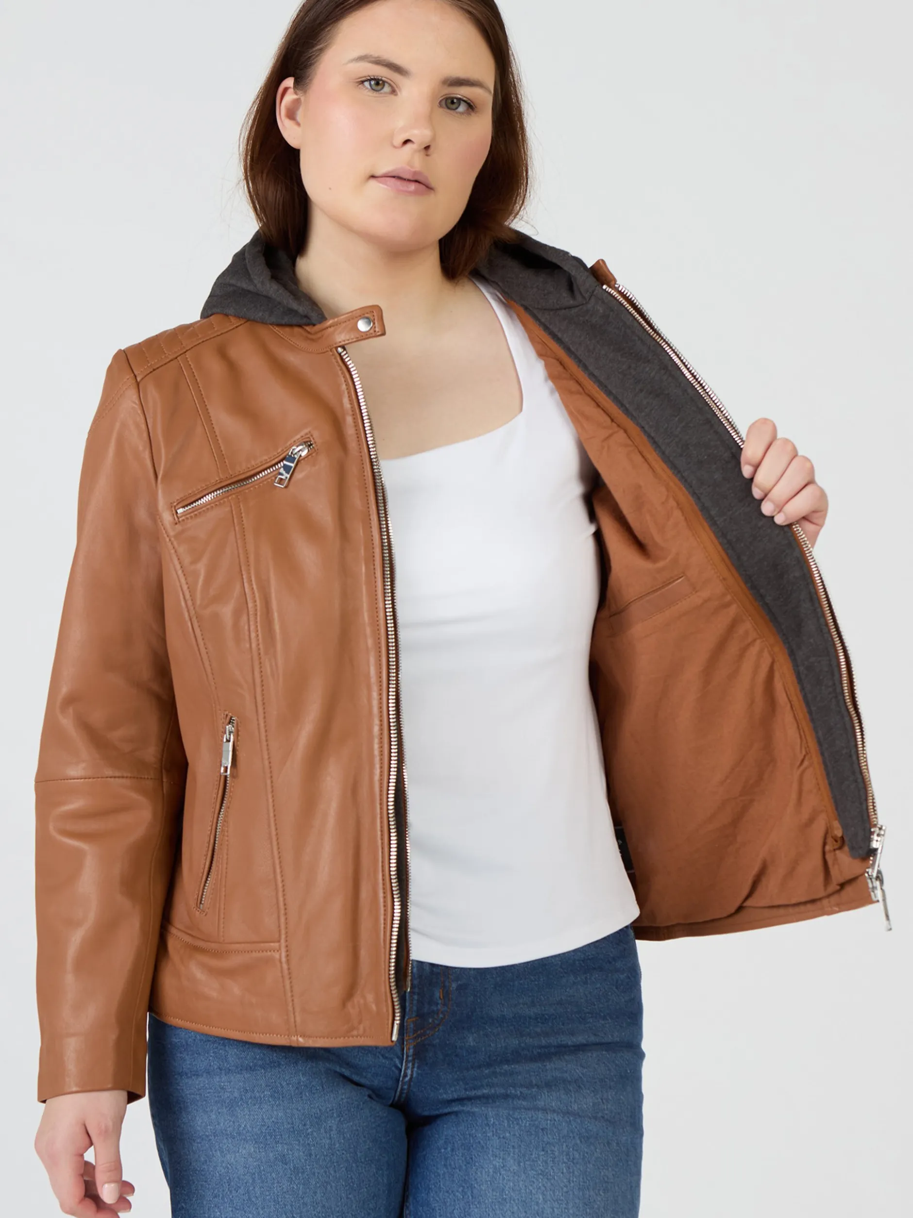 Maze Damen Lederjacke in cognac