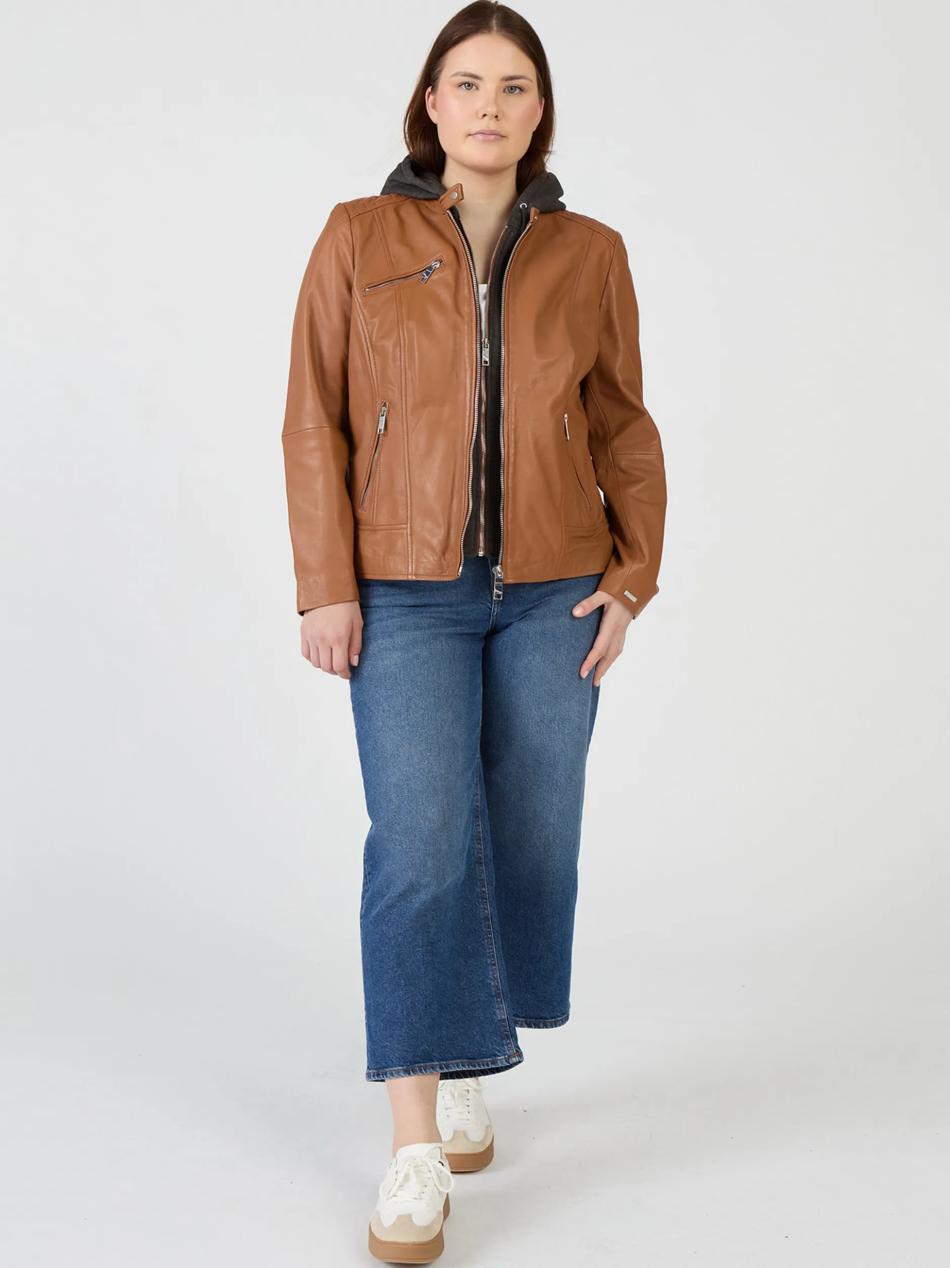 Maze Damen Lederjacke in cognac