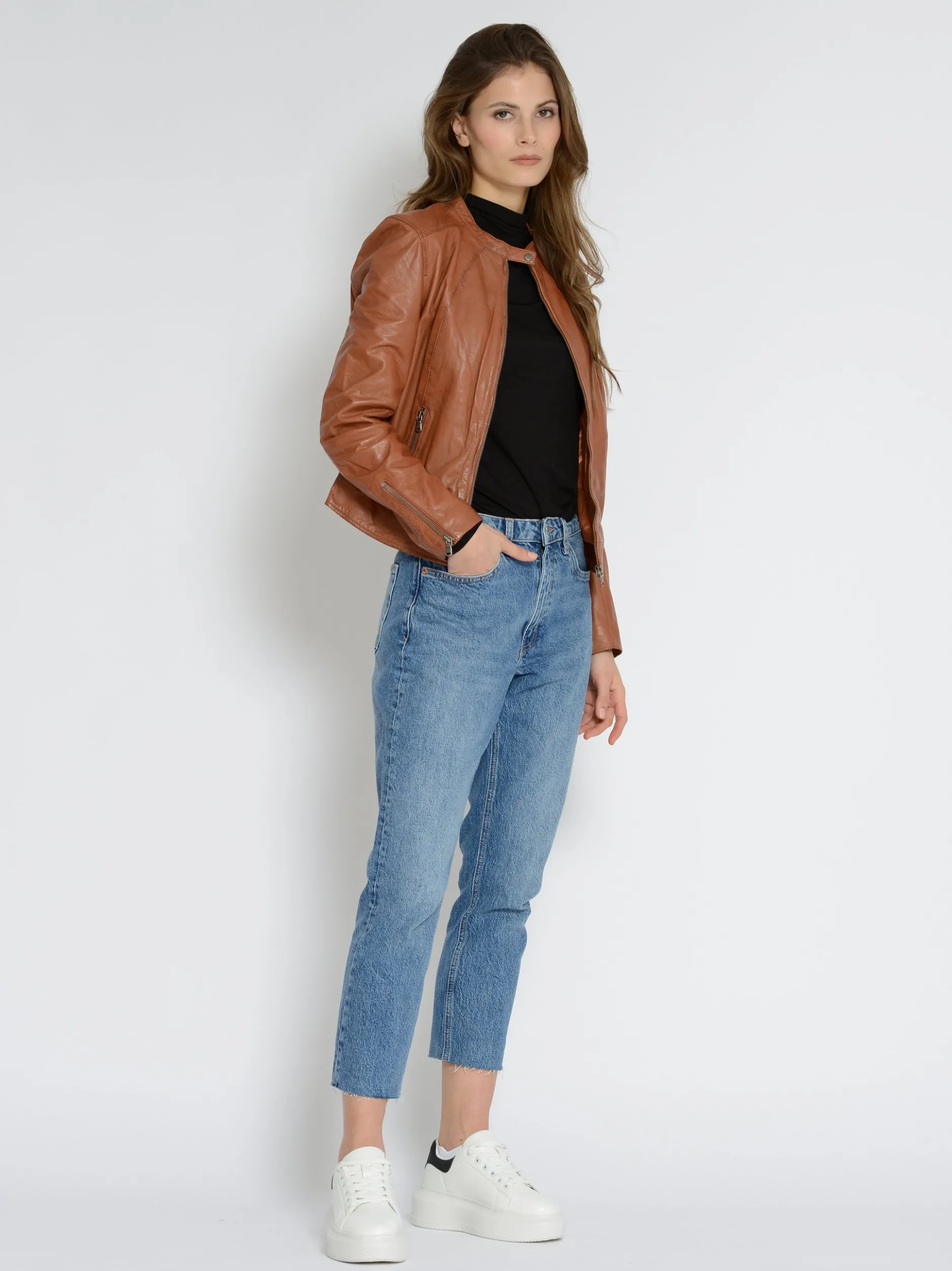 Maze Damen Lederjacke in cognac