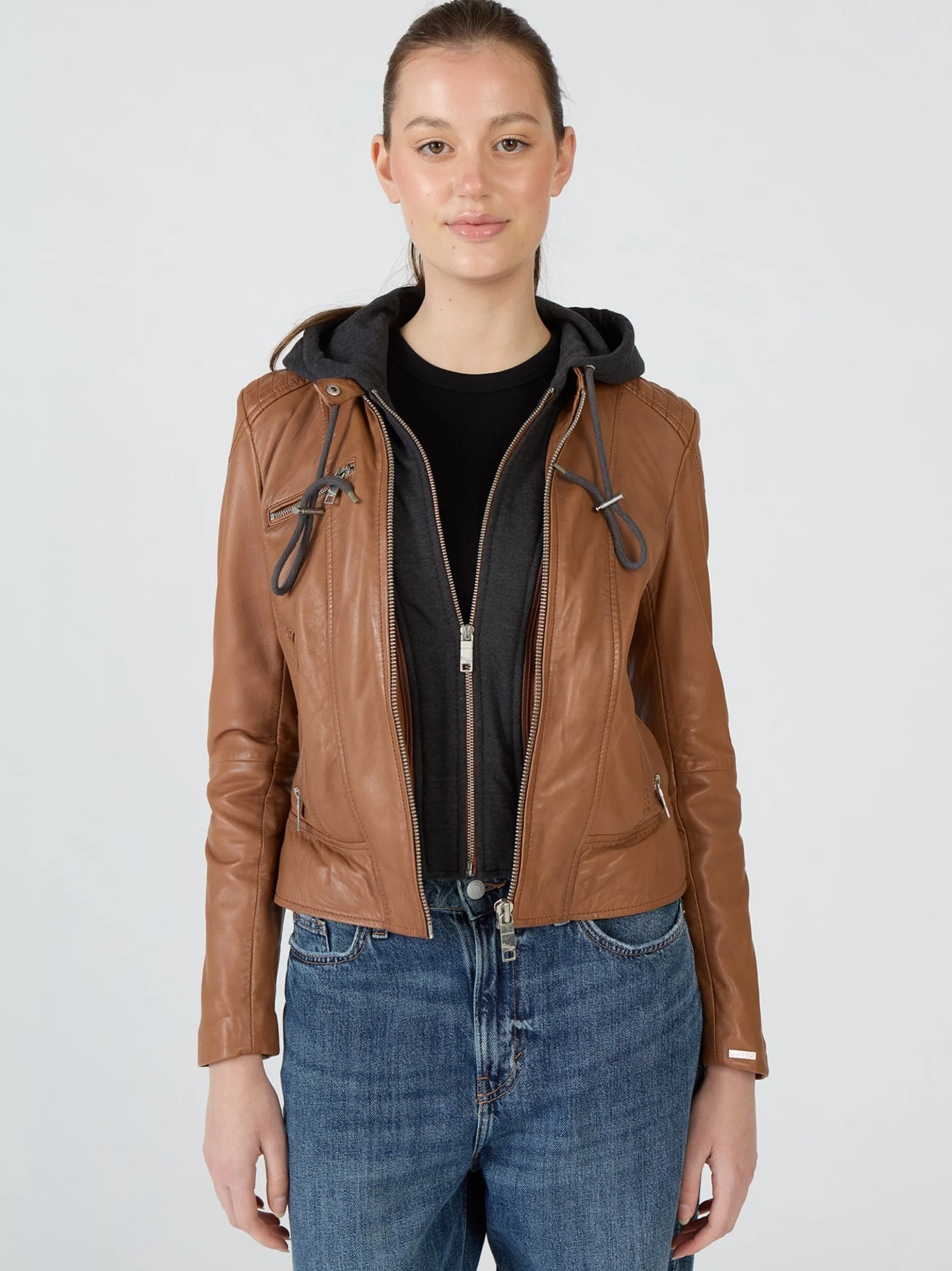 Maze Damen Lederjacke in cognac
