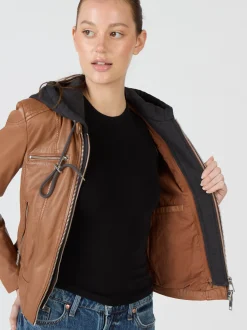 Maze Damen Lederjacke in cognac