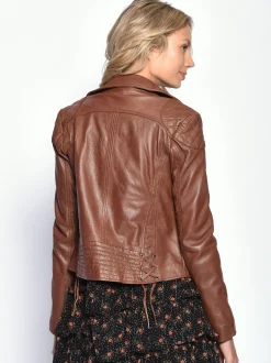 Maze Damen Lederjacke in cognac