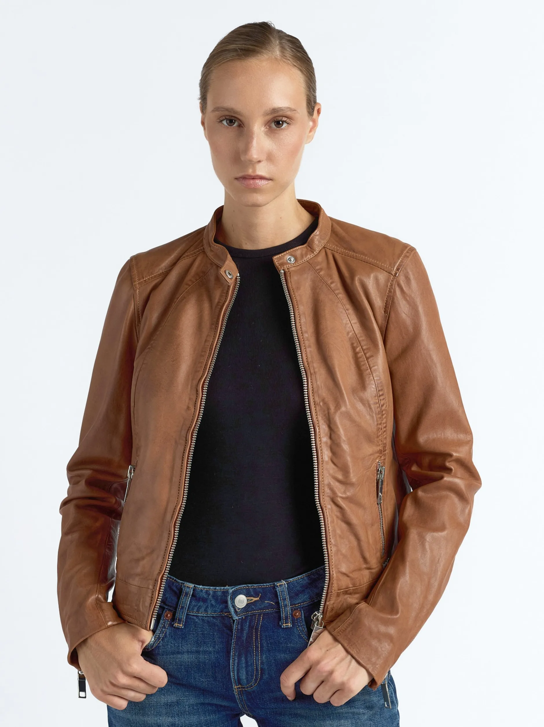 Maze Damen Lederjacke in cognac