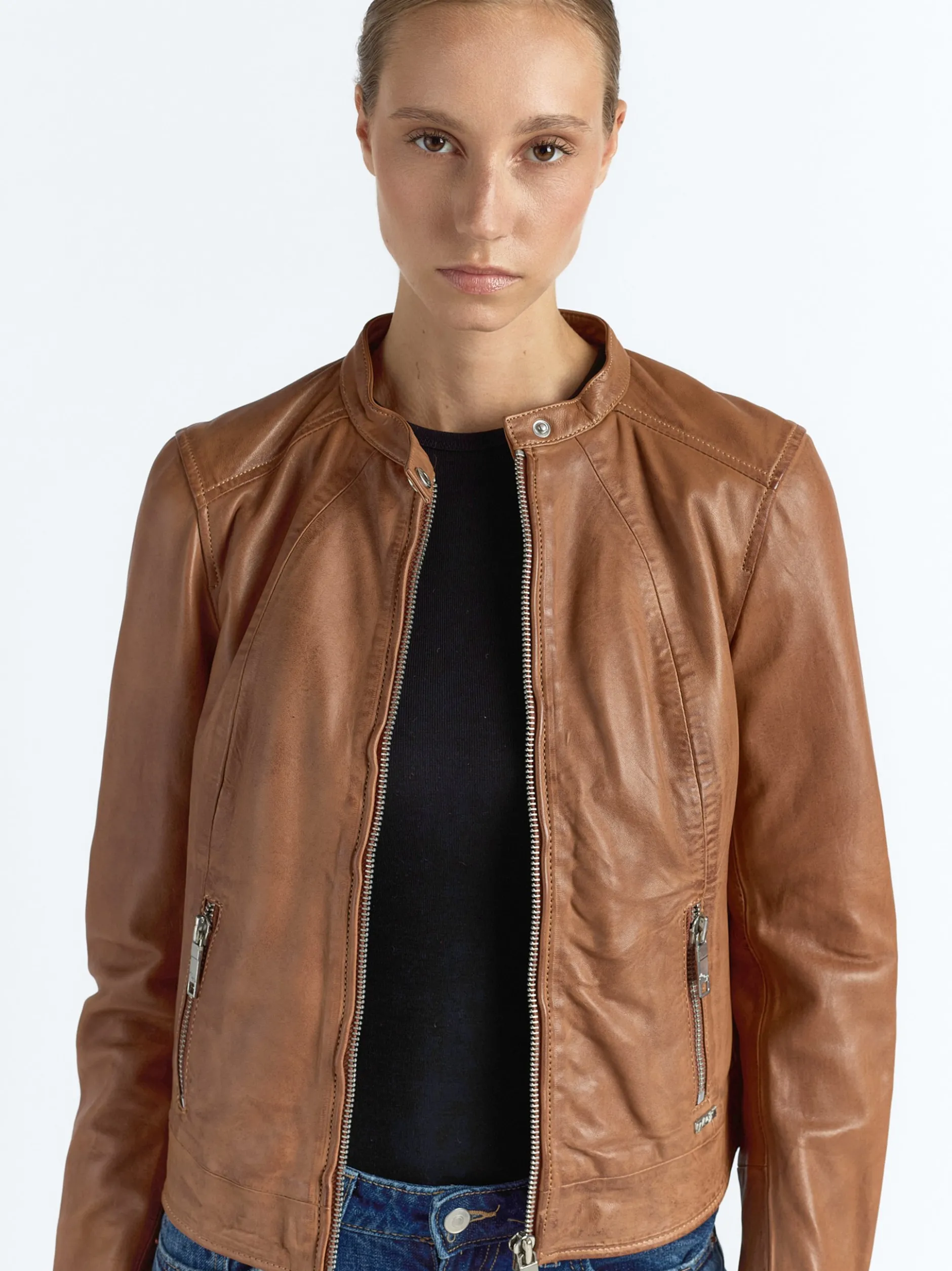 Maze Damen Lederjacke in cognac