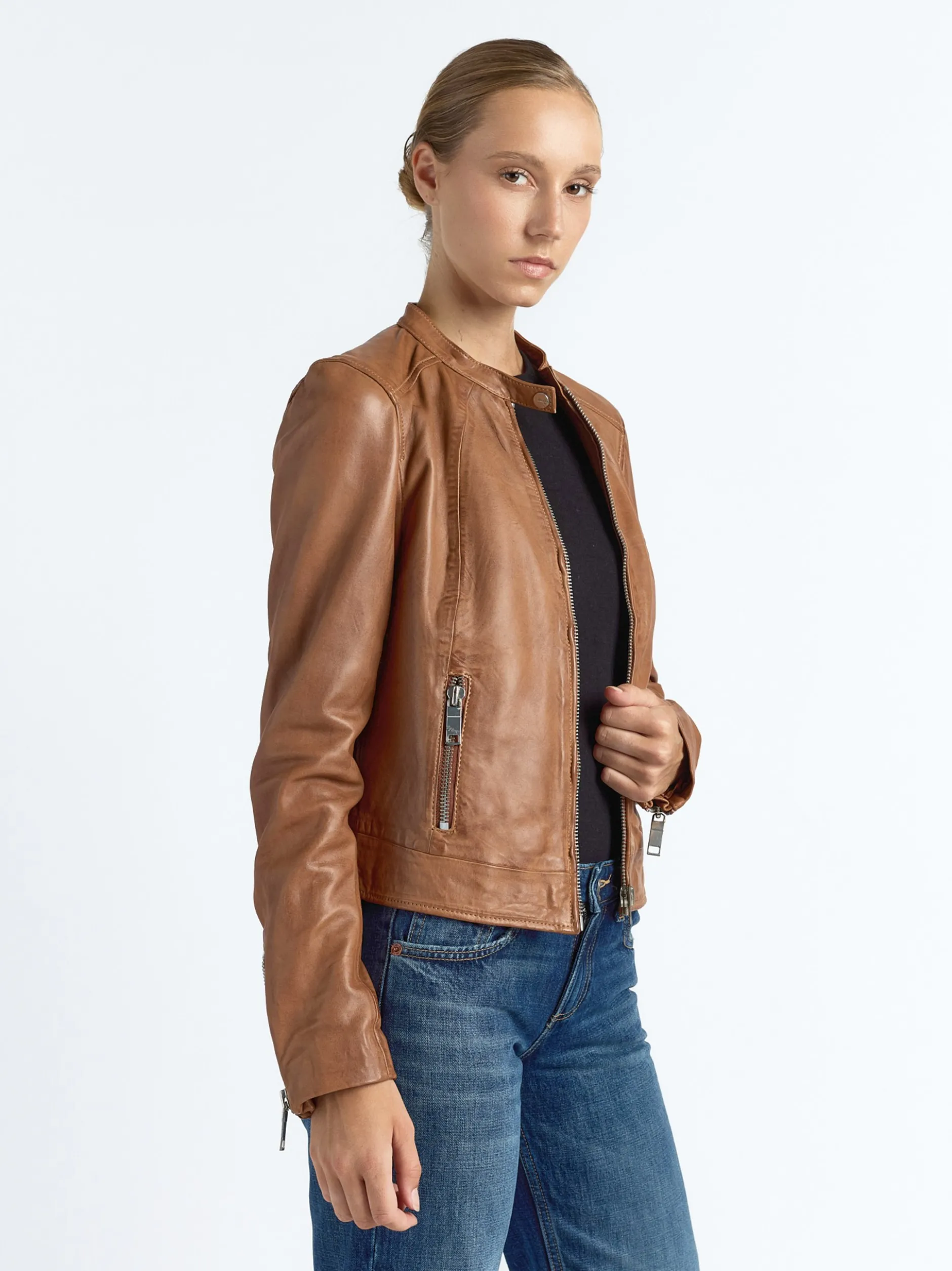 Maze Damen Lederjacke in cognac