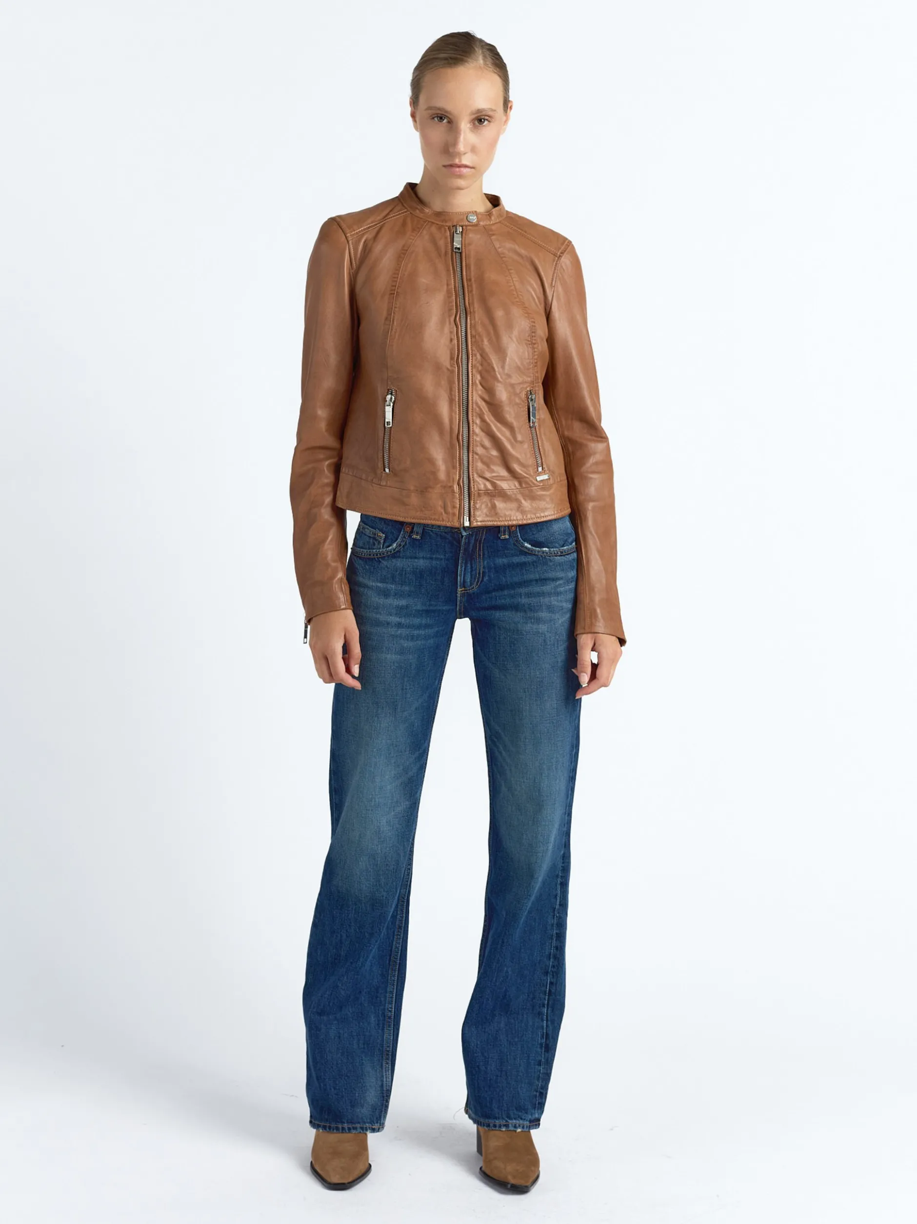 Maze Damen Lederjacke in cognac