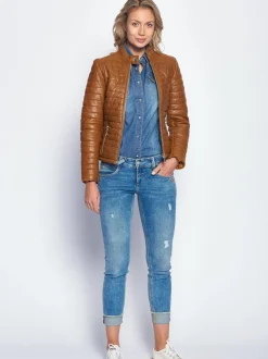 Maze Damen Lederjacke in cognac