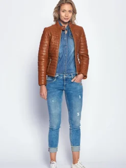Maze Damen Lederjacke in cognac