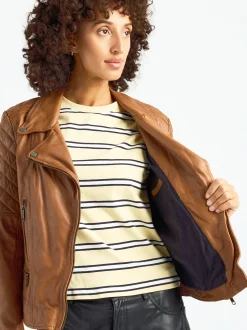 Maze Damen Lederjacke in cognac