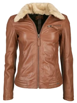 Maze Damen Lederjacke in cognac
