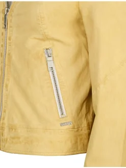 Maze Damen Lederjacke in gelb