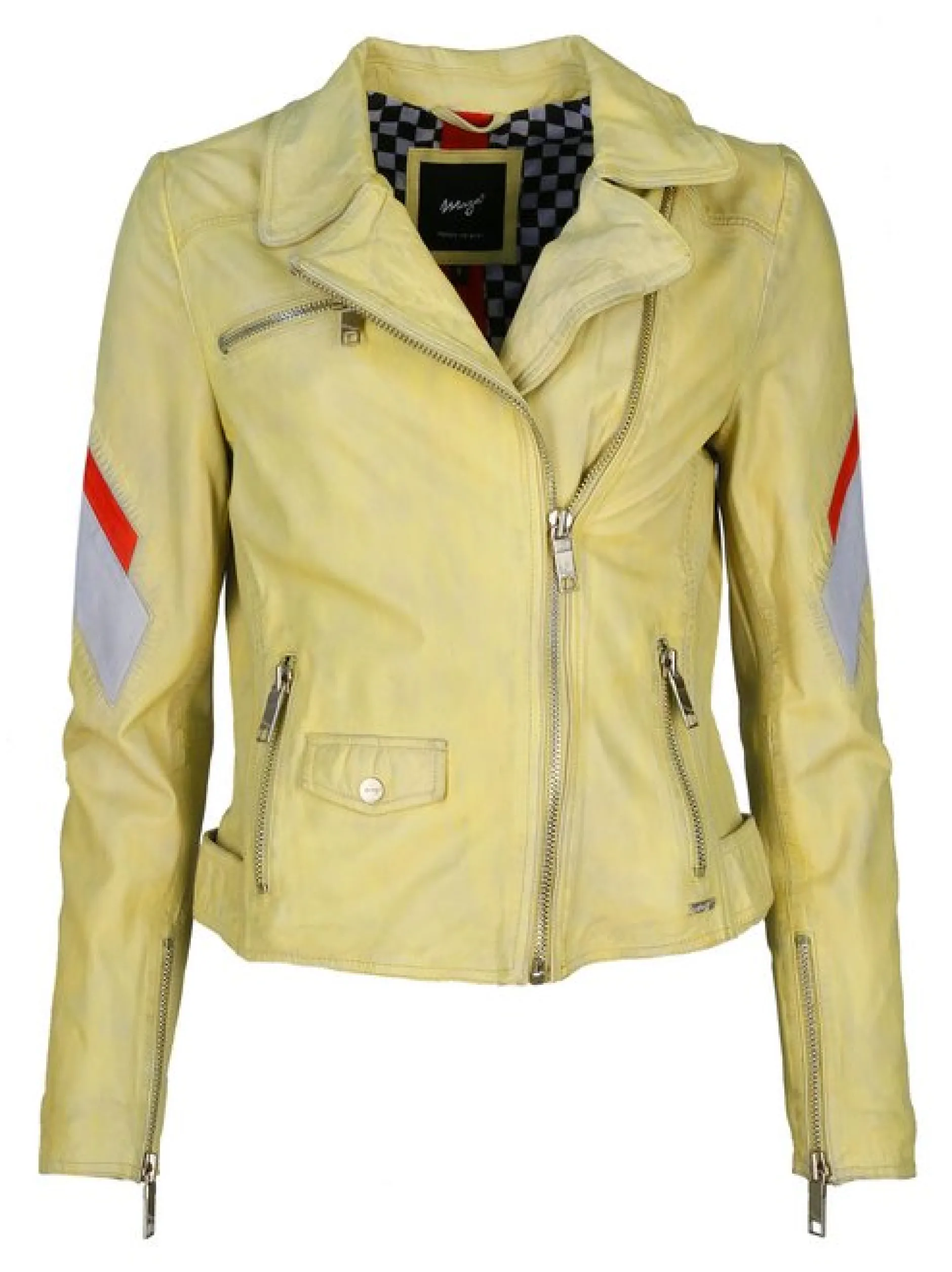 Maze Damen Lederjacke in gelb