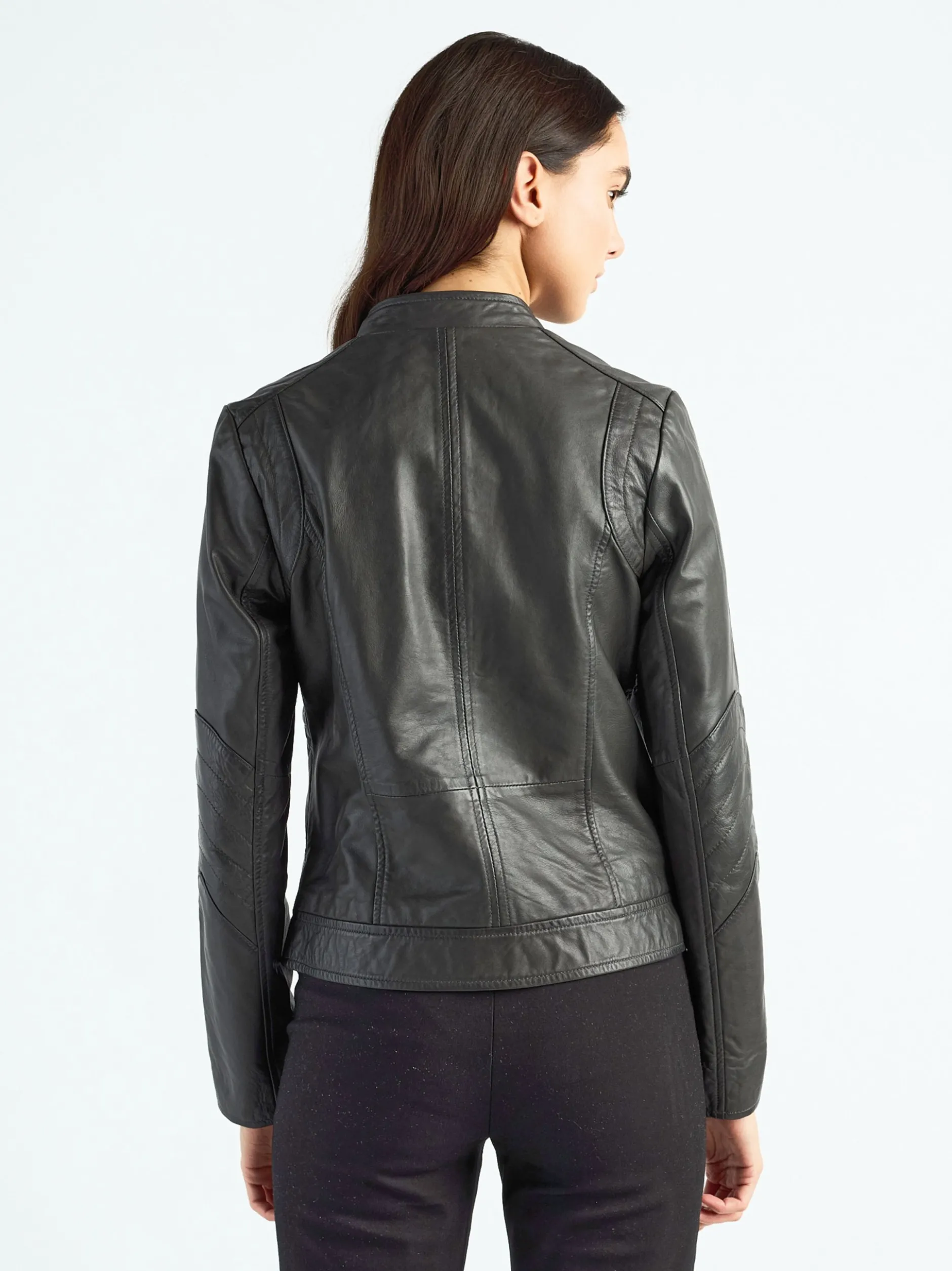 Maze Damen Lederjacke in grau