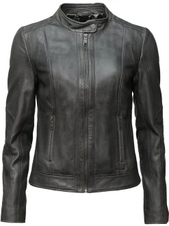 Maze Damen Lederjacke in grau