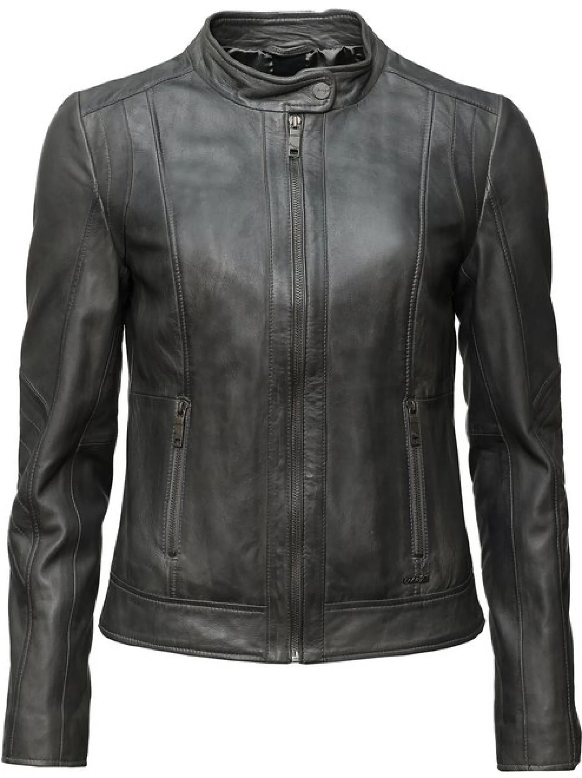Maze Damen Lederjacke in grau
