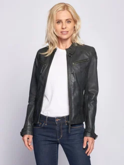 Maze Damen Lederjacke in grau