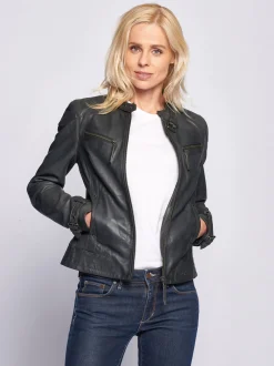 Maze Damen Lederjacke in grau