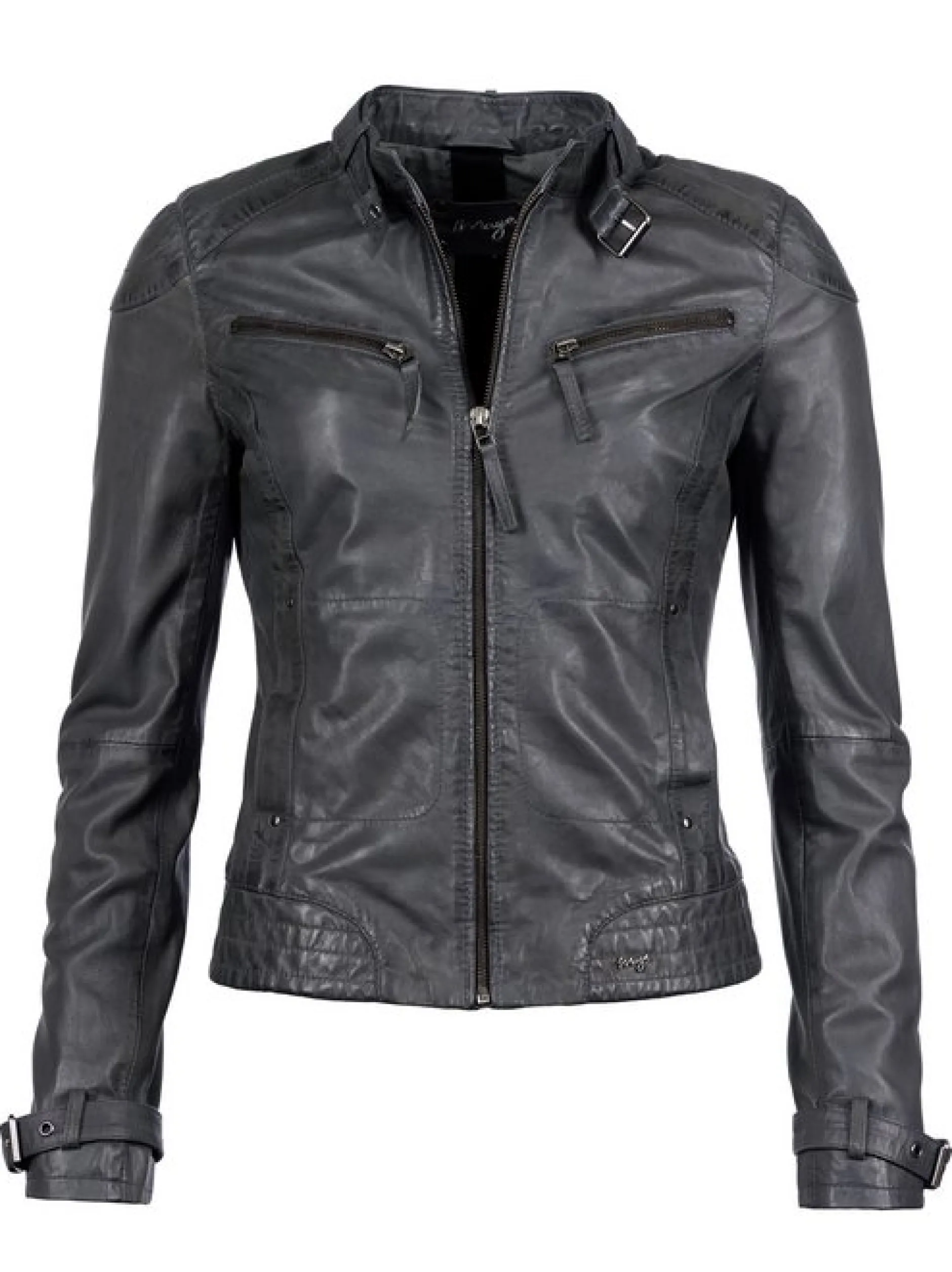 Maze Damen Lederjacke in grau