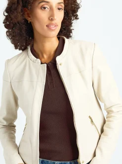 Maze Damen Lederjacke in grau