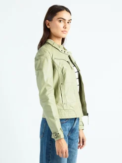 Maze Damen Lederjacke in grau