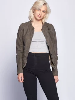 Maze Damen Lederjacke in grün