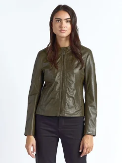 Maze Damen Lederjacke in grün