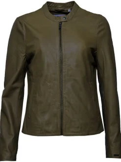 Maze Damen Lederjacke in grün
