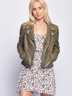 Maze Damen Lederjacke in grün