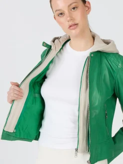 Maze Damen Lederjacke in grün