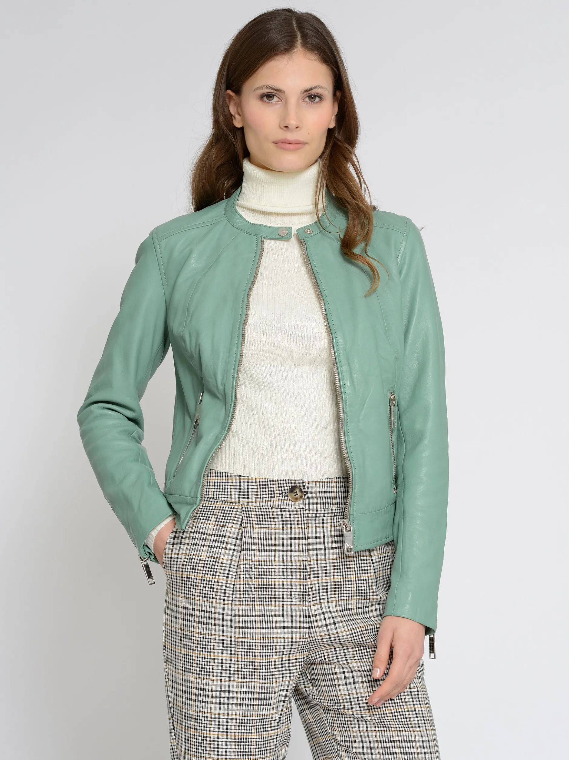 Maze Damen Lederjacke in grün