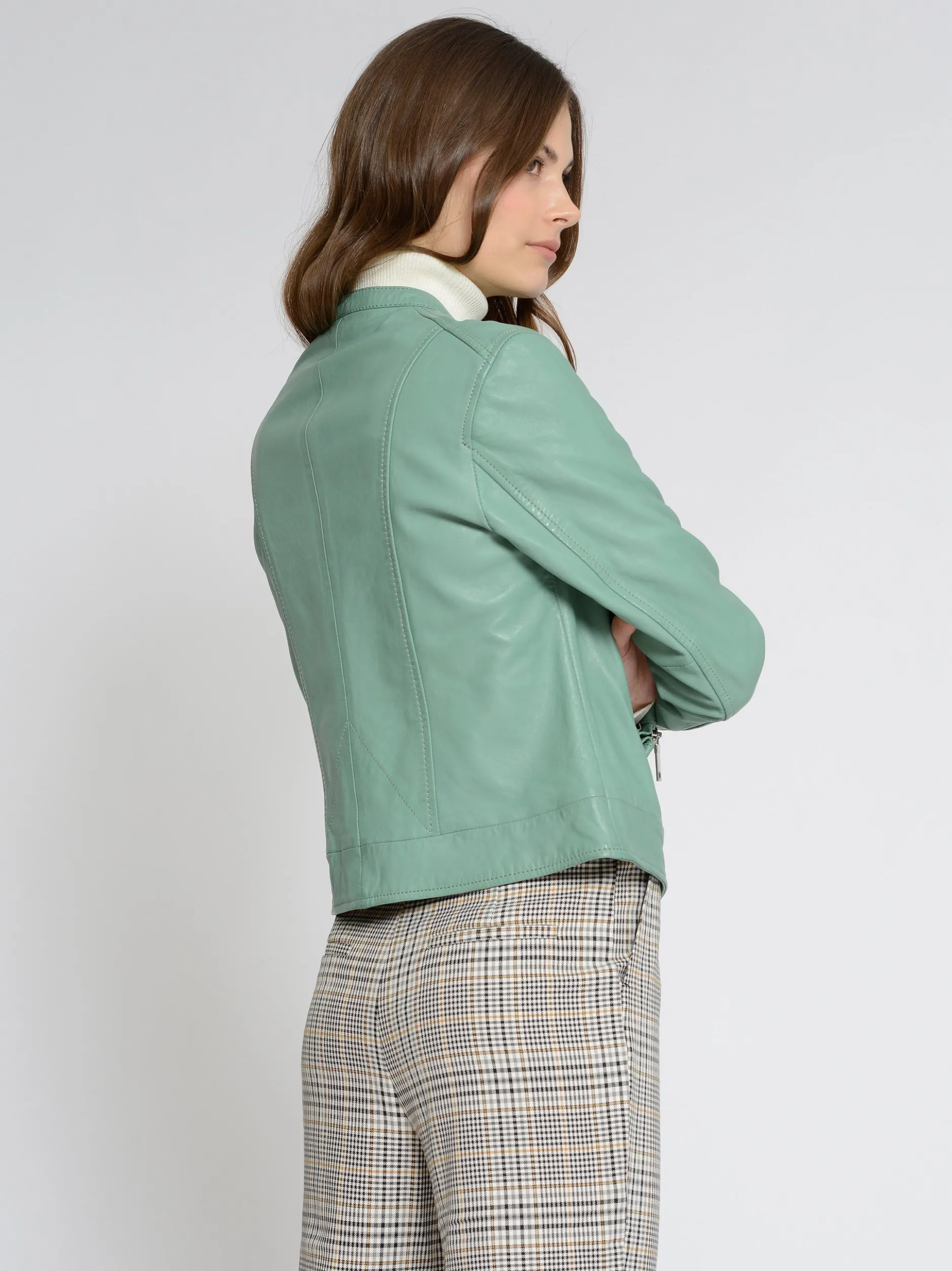 Maze Damen Lederjacke in grün