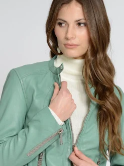 Maze Damen Lederjacke in grün