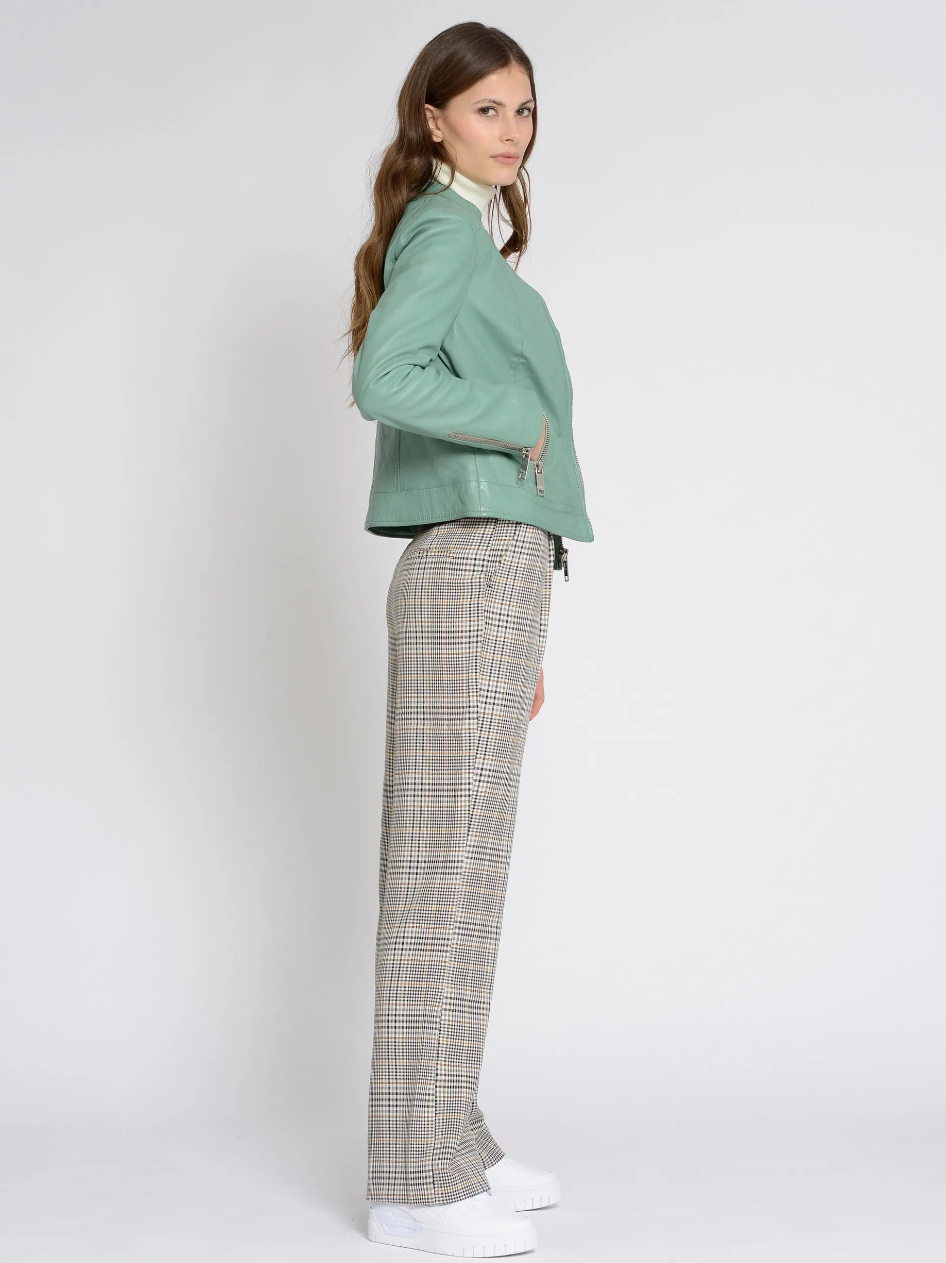 Maze Damen Lederjacke in grün