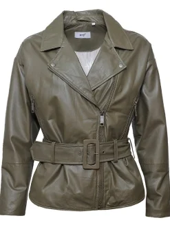 Maze Damen Lederjacke in grün
