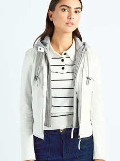 Maze Damen Lederjacke in hellgrau