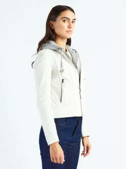Maze Damen Lederjacke in hellgrau
