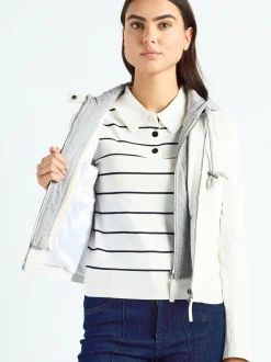 Maze Damen Lederjacke in hellgrau