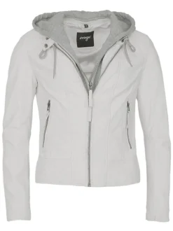 Maze Damen Lederjacke in hellgrau