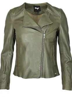 Maze Damen Lederjacke in oliv
