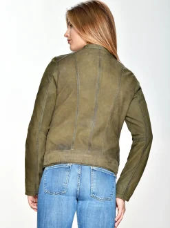 Maze Damen Lederjacke in oliv