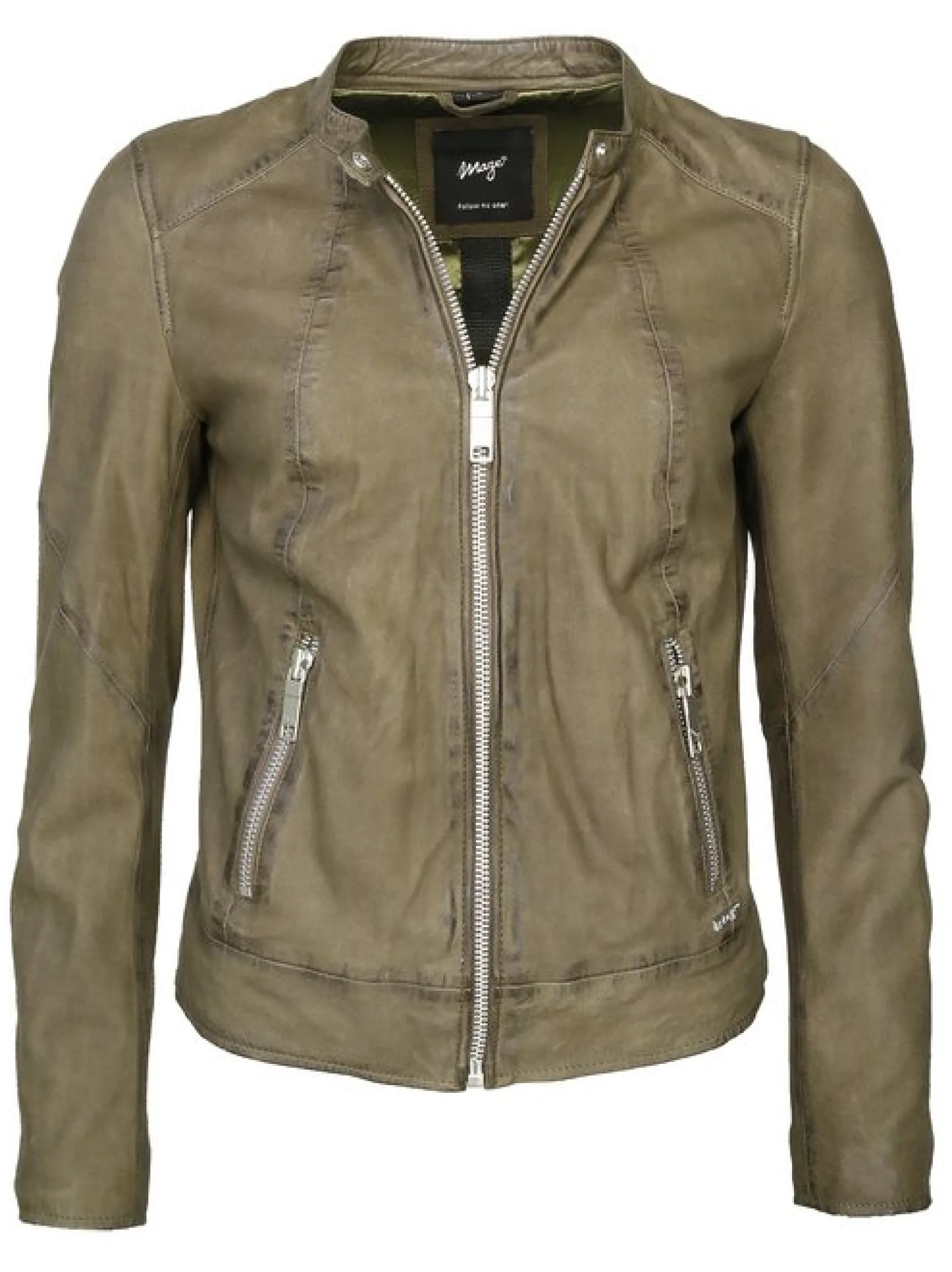 Maze Damen Lederjacke in oliv