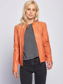 Maze Damen Lederjacke in orange