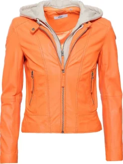 Maze Damen Lederjacke in orange
