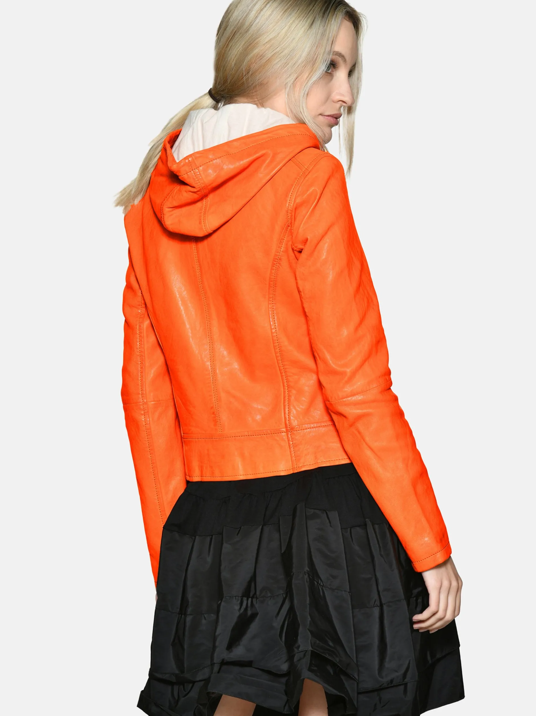 Maze Damen Lederjacke in orange
