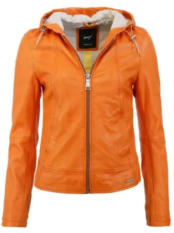 Maze Damen Lederjacke in orange