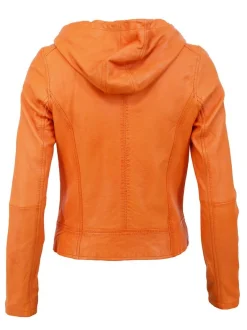 Maze Damen Lederjacke in orange