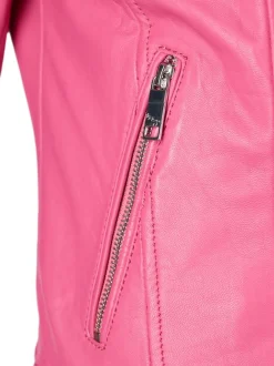 Maze Damen Lederjacke in pink