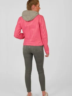 Maze Damen Lederjacke in pink