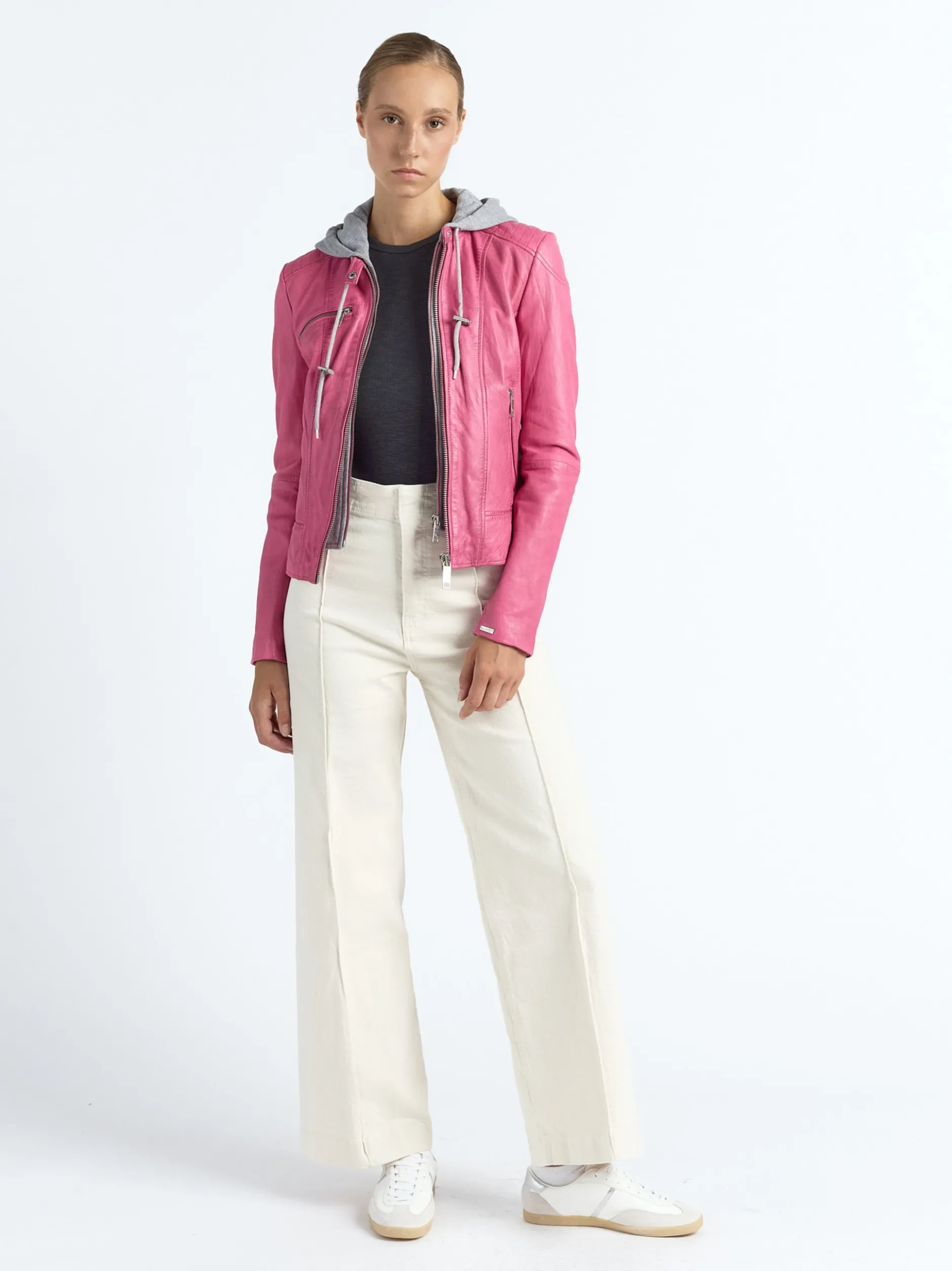 Maze Damen Lederjacke in pink